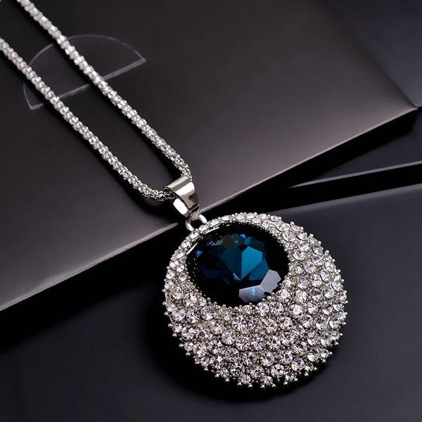 pendant necklaces elifashion blue rhinestone and crystal circle shape snake long chain elegant necklace for sweater fashion women, Silver
pendant necklaces elifashion blue rhinestone and crystal circle shape snake long chain elegant necklace for sweater fashion women, Silver
