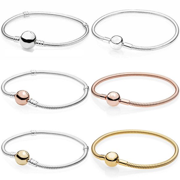 new 925 sterling silver rose signature ball circular clasp snake chain bracelet for pandora bangle bead charm diy jewelry, Golden;silver
new 925 sterling silver rose signature ball circular clasp snake chain bracelet for pandora bangle bead charm diy jewelry, Golden;silver