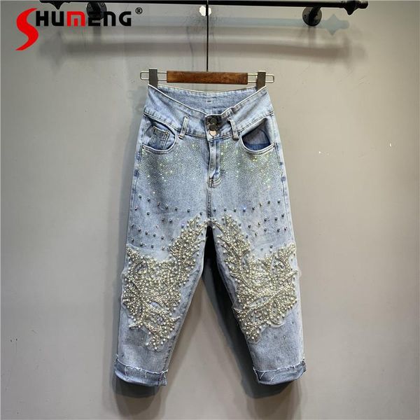 women's jeans 2021 spring summer original european rhinestone beaded high waist stretchy cropped fashion straight denim pants, Blue
women's jeans 2021 spring summer original european rhinestone beaded high waist stretchy cropped fashion straight denim pants, Blue