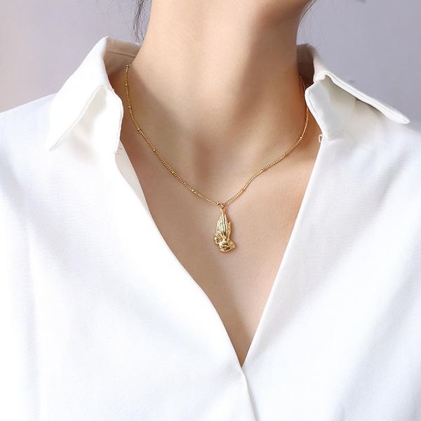 pendant necklaces hiphop praying hands ball bead link chains gold stainless steel together christian serenity prayer medal, Silver
pendant necklaces hiphop praying hands ball bead link chains gold stainless steel together christian serenity prayer medal, Silver