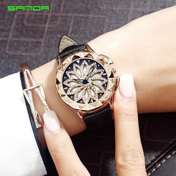 wristwatches sanda luxury creative rotate dial watch women fashion diamond gold ladies watches female leather p211, Slivery;brown
wristwatches sanda luxury creative rotate dial watch women fashion diamond gold ladies watches female leather p211, Slivery;brown