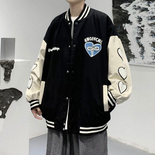 men's jackets neploha 2021 autumn love embroidered casual jacket streetwear loose baseball uniform coat for men vantage male coats, Black;brown
men's jackets neploha 2021 autumn love embroidered casual jacket streetwear loose baseball uniform coat for men vantage male coats, Black;brown