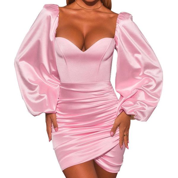 casual dresses spring 2021 women mini asymmetrical satin dress v-neck backless lantern sleeve ruched bodycon lady pink party, Black;gray
casual dresses spring 2021 women mini asymmetrical satin dress v-neck backless lantern sleeve ruched bodycon lady pink party, Black;gray