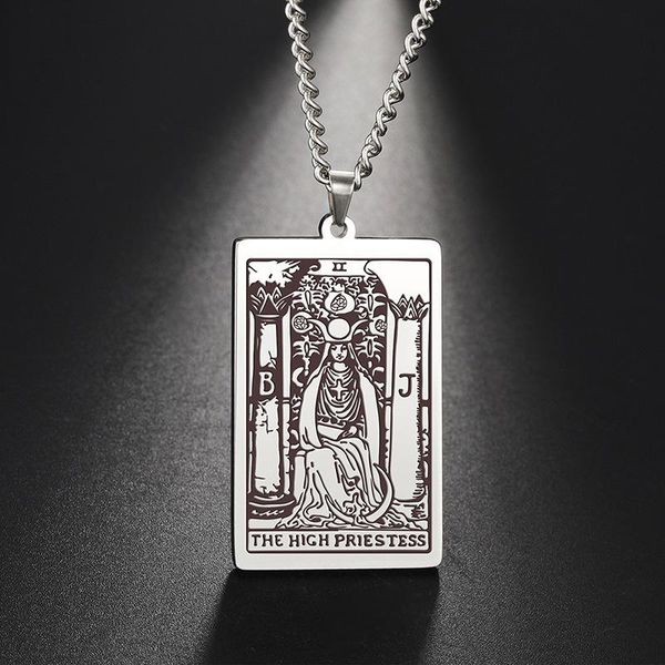 pendant necklaces major arcana high priestess amulet necklace stainless steel tarot square jewelry men women accessories, Silver
pendant necklaces major arcana high priestess amulet necklace stainless steel tarot square jewelry men women accessories, Silver
