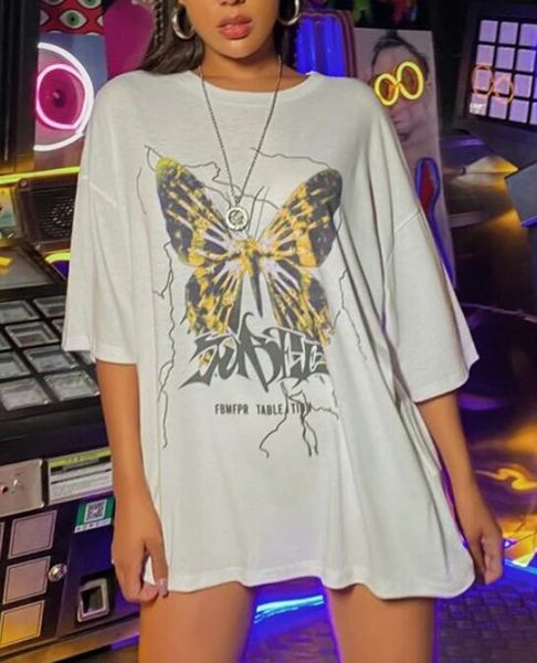 2021 spring / summer new women's butterfly print loose round neck medium sleeve t-shirt online sale, White
2021 spring / summer new women's butterfly print loose round neck medium sleeve t-shirt online sale, White