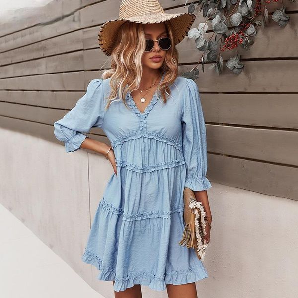 casual dresses needbo summer chiffon chic woman dress elegant v neck orange boho beach party mini women's clothing 2021, Black;gray
casual dresses needbo summer chiffon chic woman dress elegant v neck orange boho beach party mini women's clothing 2021, Black;gray