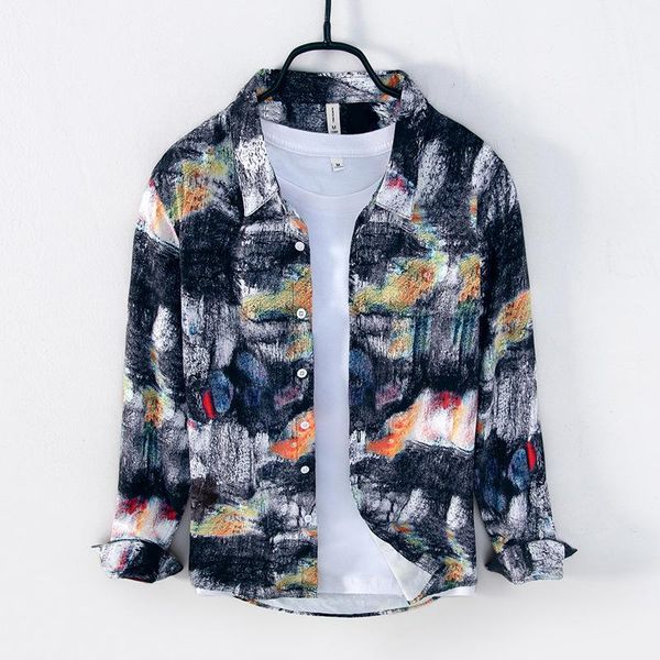 men's casual shirts spring autumn long-sleeved shirt tide youth camouflage graffiti printing and dyeing all-match clothing, White;black
men's casual shirts spring autumn long-sleeved shirt tide youth camouflage graffiti printing and dyeing all-match clothing, White;black