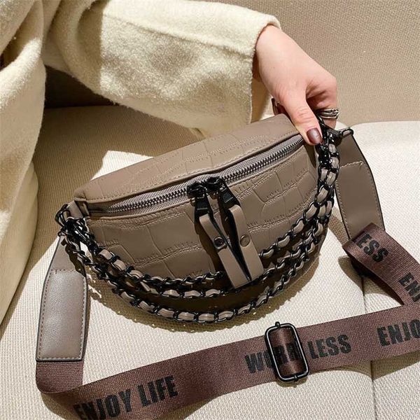 brand designer chain waist bags women chest fashion crossbody female packs handbag fanny pack lady belt purse 211214