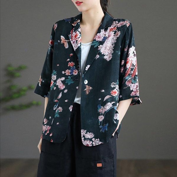 women's suits & blazers outwears female buttons coats floral printed blazer women spring jackets 2022 fashion casual long sleeve retr, White;black
women's suits & blazers outwears female buttons coats floral printed blazer women spring jackets 2022 fashion casual long sleeve retr, White;black
