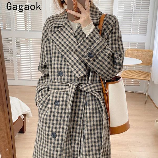 women's wool & blends gagaok korean chic autumn winter french retro plaid 2021 lapel adjustable waist button loose warm outwear wild co, Black
women's wool & blends gagaok korean chic autumn winter french retro plaid 2021 lapel adjustable waist button loose warm outwear wild co, Black