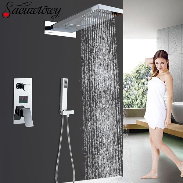 chrome digital display waterfall shower faucet concealed column and cold mixing valve bathrrom bathroom sets
chrome digital display waterfall shower faucet concealed column and cold mixing valve bathrrom bathroom sets