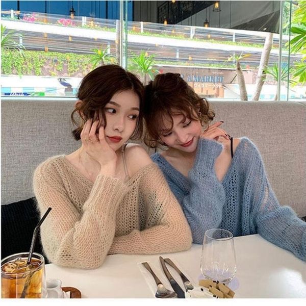 women's sweaters fashion hollow out knit casual loose sweet korean v neck thin women pullovers autumn ladies jumpers 2021, White;black
women's sweaters fashion hollow out knit casual loose sweet korean v neck thin women pullovers autumn ladies jumpers 2021, White;black