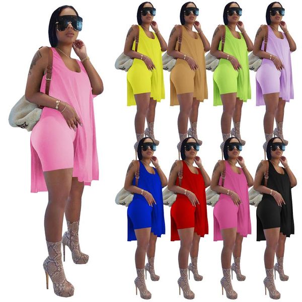 women's tracksuits summer solid color vest plus loose long shorts two-piece suit, Gray
women's tracksuits summer solid color vest plus loose long shorts two-piece suit, Gray