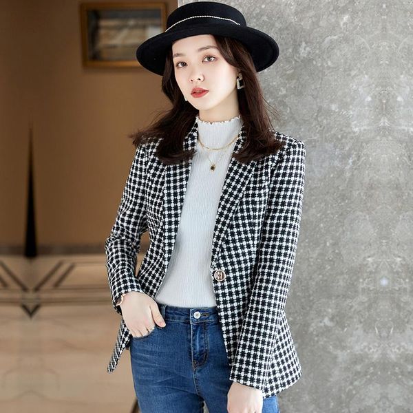 women's suits & blazers fabric elegant plaid long sleeve autumn winter formal jackets coat women ol styles outwear blaser, White;black
women's suits & blazers fabric elegant plaid long sleeve autumn winter formal jackets coat women ol styles outwear blaser, White;black