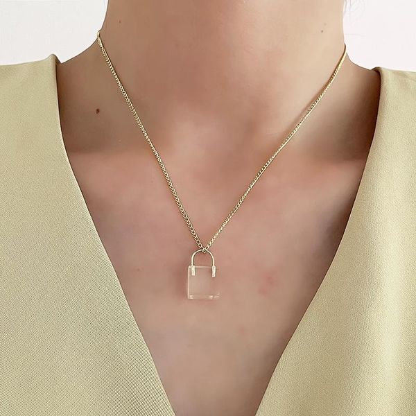 chains tarcliy geometric creative transparent resin lock pendant necklace simple metal clavicle chain women fashion neck jewelry, Silver
chains tarcliy geometric creative transparent resin lock pendant necklace simple metal clavicle chain women fashion neck jewelry, Silver