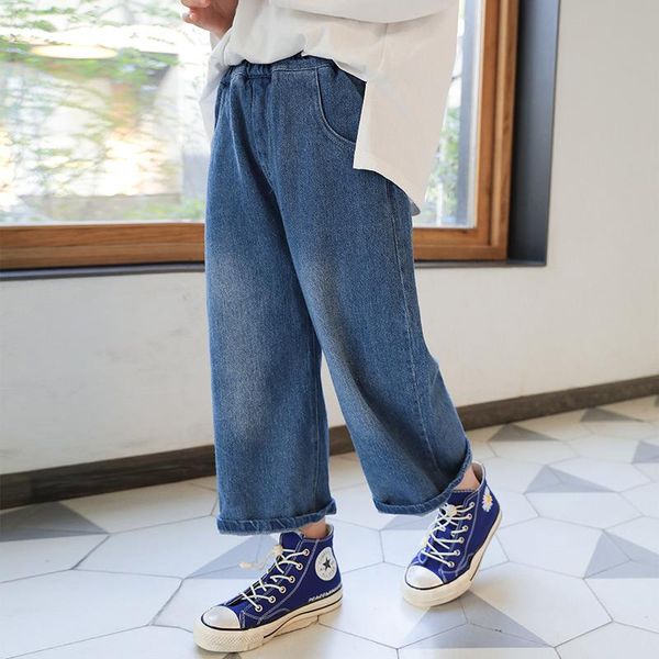 jeans girls 2021 spring two-colors cotton pants children's loose casual wide-leg, Blue
jeans girls 2021 spring two-colors cotton pants children's loose casual wide-leg, Blue
