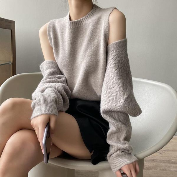 women's sweaters korean style elegant women warm knitted vest cappa solid color chic 2pcs knitwear pullovers autumn winter basic lady s, White;black
women's sweaters korean style elegant women warm knitted vest cappa solid color chic 2pcs knitwear pullovers autumn winter basic lady s, White;black