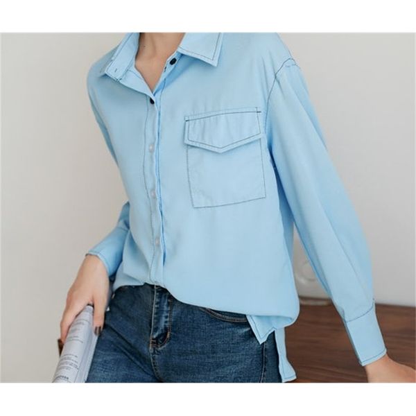 women's blouses & shirts spring sweet blue long sleeve female base korean style ms. turndown collar blouse s1by, White
women's blouses & shirts spring sweet blue long sleeve female base korean style ms. turndown collar blouse s1by, White