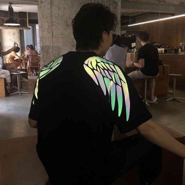 women's t-shirt t-shirt with short sleeves, big size, dark summer, colorful, wing, reflective moon, men and women, double flow, brand,, White
women's t-shirt t-shirt with short sleeves, big size, dark summer, colorful, wing, reflective moon, men and women, double flow, brand,, White