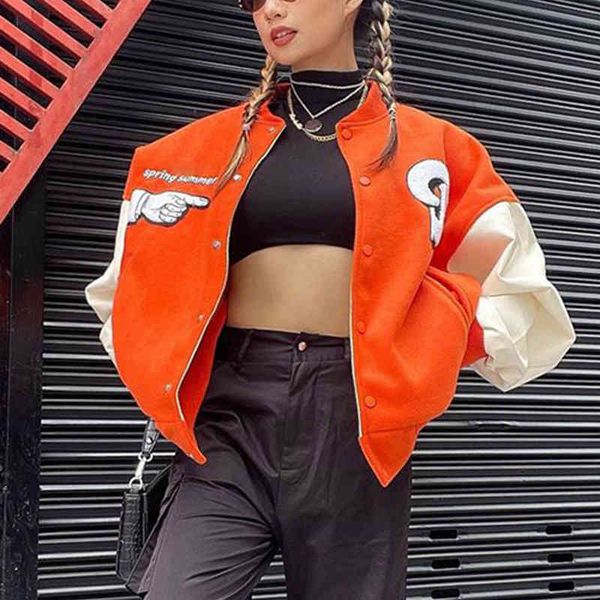 women's jackets autumn winter oversized women fashion letter embroidery baseball varsity orange loose long sleeve y2k coat asdu, Black;brown
women's jackets autumn winter oversized women fashion letter embroidery baseball varsity orange loose long sleeve y2k coat asdu, Black;brown