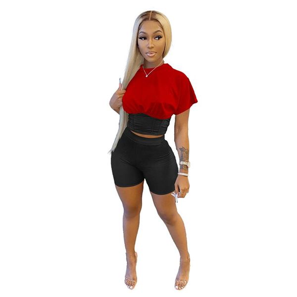 women's tracksuits women set summer fashion coloring slim waist short sleeve corset crop and shorts outfits two-piece donsignet, Gray
women's tracksuits women set summer fashion coloring slim waist short sleeve corset crop and shorts outfits two-piece donsignet, Gray
