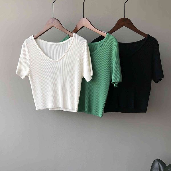 women's t-shirt ice silk short sleeve knitted t-shirt female 2021 summer solid casual pullovers korean v-neck slim g071, White
women's t-shirt ice silk short sleeve knitted t-shirt female 2021 summer solid casual pullovers korean v-neck slim g071, White