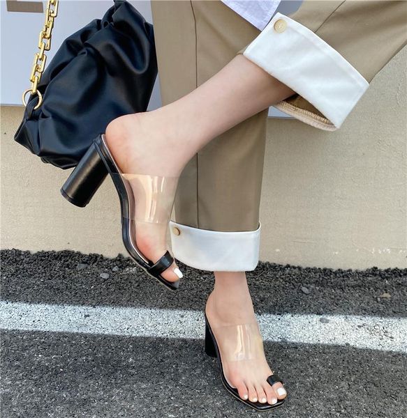 slippers round heel high heels flip flops women's square head black white transparent pvc sandals simple comfortable summer shoe
slippers round heel high heels flip flops women's square head black white transparent pvc sandals simple comfortable summer shoe
