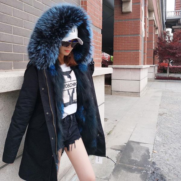 women's fur & faux libieliynatural real jacket hooded woman parkas winter warm coat mulher, Black
women's fur & faux libieliynatural real jacket hooded woman parkas winter warm coat mulher, Black