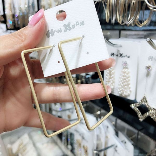 925 silver needle japan and south korea new cool style simple exaggerated geometric rectangular earrings women wf, Black
925 silver needle japan and south korea new cool style simple exaggerated geometric rectangular earrings women wf, Black
