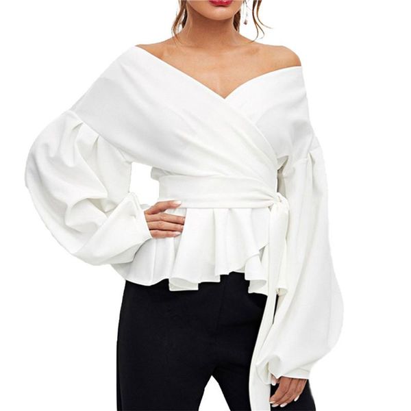 spring autumn women lantern sleeve v-neck shirt fashion ladies ol streetwear casual club high waist blouse with belt s-xxl women's blou, White
spring autumn women lantern sleeve v-neck shirt fashion ladies ol streetwear casual club high waist blouse with belt s-xxl women's blou, White