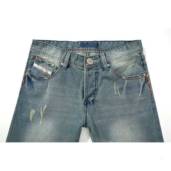men casual distressed scratched button fly vintage print denim knee holes jeans, Blue
men casual distressed scratched button fly vintage print denim knee holes jeans, Blue