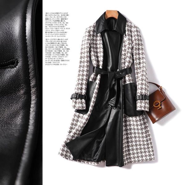 women's wool & blends shuchan coats for women patchwork sheepskin long high street winter geometric adjustable waist slim double breast, Black
women's wool & blends shuchan coats for women patchwork sheepskin long high street winter geometric adjustable waist slim double breast, Black