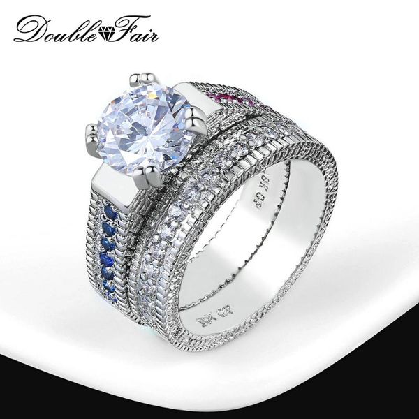 double fair white round ring set for women full cz stone engagement rings classic bridal wedding dzr008, Slivery;golden
double fair white round ring set for women full cz stone engagement rings classic bridal wedding dzr008, Slivery;golden