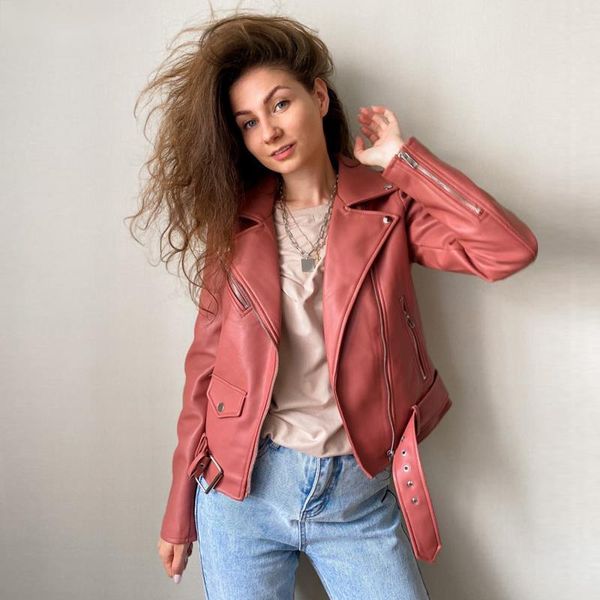 women's leather & faux 2021 spring autumn sashes pu jacket women zipper slim short biker jackets coat female outwear casacos feminino, Black
women's leather & faux 2021 spring autumn sashes pu jacket women zipper slim short biker jackets coat female outwear casacos feminino, Black