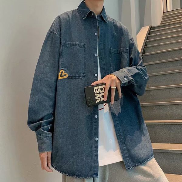 men's jackets rocking k shirt with long male sleeves korean version loose love embroidered denim fall fashion ruffian coat pretty dd11, Black;brown
men's jackets rocking k shirt with long male sleeves korean version loose love embroidered denim fall fashion ruffian coat pretty dd11, Black;brown
