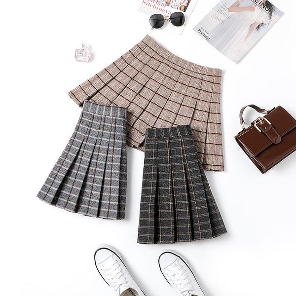 women's school uniform korean skort skirts autumn and winter woolen high waist plaid pleated skirt harajuku, Black
women's school uniform korean skort skirts autumn and winter woolen high waist plaid pleated skirt harajuku, Black