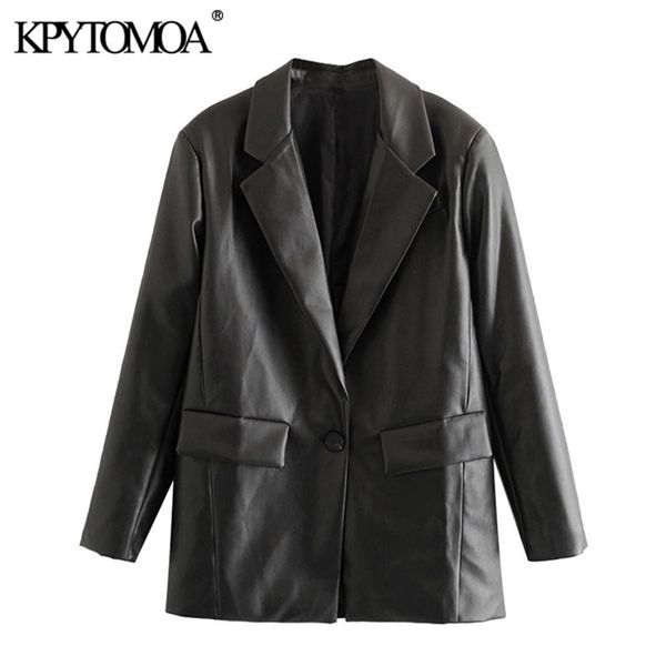 women fashion faux leather pockets loose blazer coat long sleeve back vents female outerwear chic 210420, Black
women fashion faux leather pockets loose blazer coat long sleeve back vents female outerwear chic 210420, Black