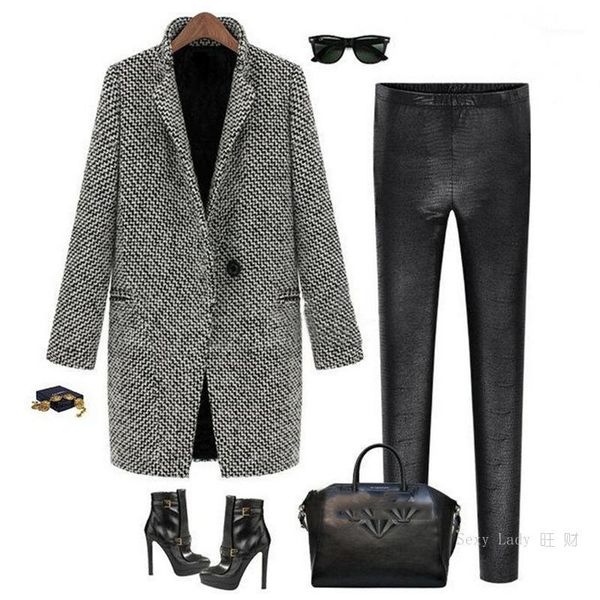 women's wool & blends plaid jacket coat winter cashmere long parka trench elegant female streetwear women clothing, Black
women's wool & blends plaid jacket coat winter cashmere long parka trench elegant female streetwear women clothing, Black