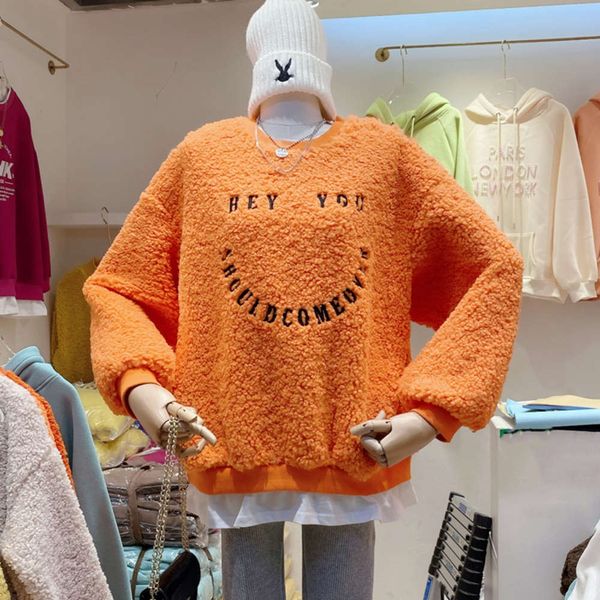 women's hoodies & sweatshirts hoodie lamb wool sweater autumn winter korean version ins tide plush thickened fake two loose and versati, Black
women's hoodies & sweatshirts hoodie lamb wool sweater autumn winter korean version ins tide plush thickened fake two loose and versati, Black