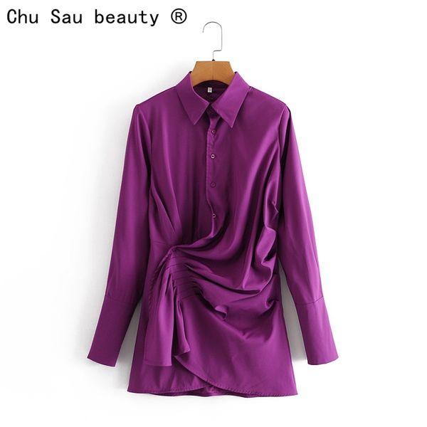women irregular design sense purple satin lapel long sleeve dresses autumn vintage party shirt mini 210514, Black;gray
women irregular design sense purple satin lapel long sleeve dresses autumn vintage party shirt mini 210514, Black;gray