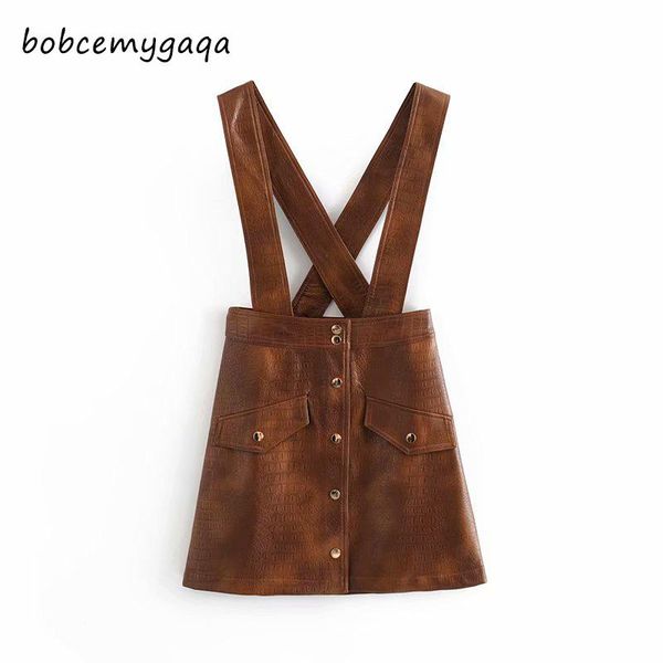 skirts retro pu leather overall skirt women spaghetti strap mini pockets buttons vintage a line autumn spring, Black
skirts retro pu leather overall skirt women spaghetti strap mini pockets buttons vintage a line autumn spring, Black