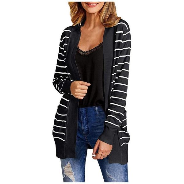 women's jackets fashion womens long cardigan sweaters oversized open front striped loose coat spring autumn casual femme hmanteau, Black;brown
women's jackets fashion womens long cardigan sweaters oversized open front striped loose coat spring autumn casual femme hmanteau, Black;brown