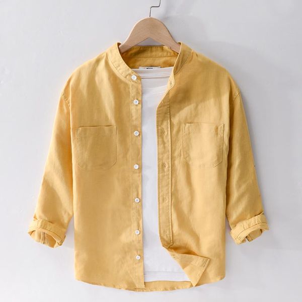 men's casual shirts 2021 summer three-quarter sleeved cotton and linen shirt men brand stand collar for fashion comfortable mens, White;black
men's casual shirts 2021 summer three-quarter sleeved cotton and linen shirt men brand stand collar for fashion comfortable mens, White;black