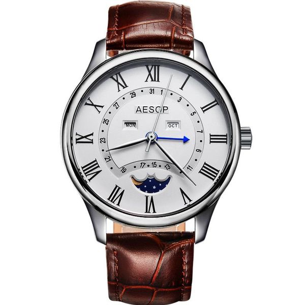 wristwatches 1963 watch multifunctional moon phase quartz 40mm dial tough guy personality unique gift retro male clock wristwatch, Slivery;brown
wristwatches 1963 watch multifunctional moon phase quartz 40mm dial tough guy personality unique gift retro male clock wristwatch, Slivery;brown