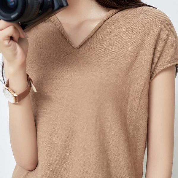 women's sweaters july's song 2021 summer t-shirts women casual solid v neck short sleeve ladies knitted t shirts for cotton femal, White;black
women's sweaters july's song 2021 summer t-shirts women casual solid v neck short sleeve ladies knitted t shirts for cotton femal, White;black