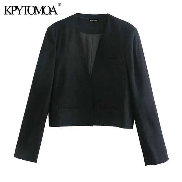women fashion with vents cropped blazer coat vintage v neck long sleeve female outerwear chic veste femme 210420, White;black
women fashion with vents cropped blazer coat vintage v neck long sleeve female outerwear chic veste femme 210420, White;black