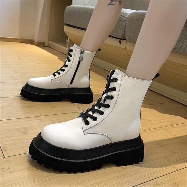 boots women's autumn 2021 style single shoes casual fashion comfortable flat thick bottom short, Black