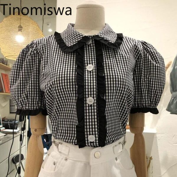women's blouses & shirts tinomiswa puff sleeve plaid blouse turn down collar single breasted korean sweet women casual all-match blusa, White
women's blouses & shirts tinomiswa puff sleeve plaid blouse turn down collar single breasted korean sweet women casual all-match blusa, White