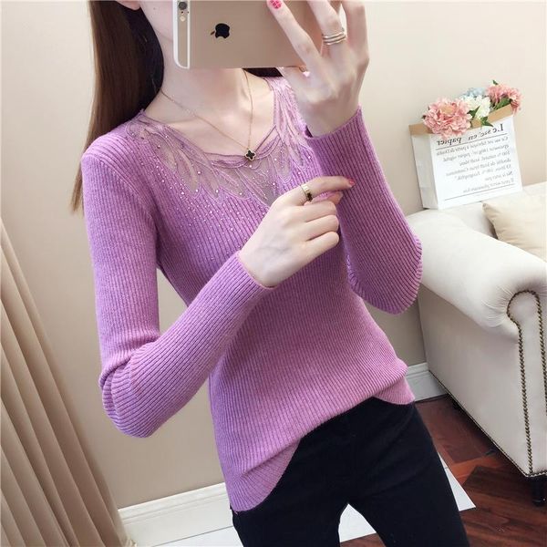 women's sweaters lace splice spring 2021 o-neck rhinestone purple pullovers women slim hollow out sweater knit lady long sleeve ju, White;black
women's sweaters lace splice spring 2021 o-neck rhinestone purple pullovers women slim hollow out sweater knit lady long sleeve ju, White;black