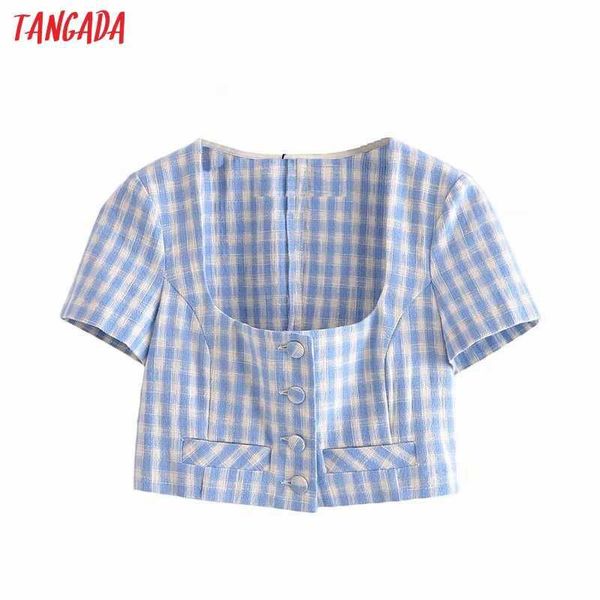 tangada women retro blue plaid romantic blouse shirt short style short sleeve chic female shirt 3h475 210609, White
tangada women retro blue plaid romantic blouse shirt short style short sleeve chic female shirt 3h475 210609, White